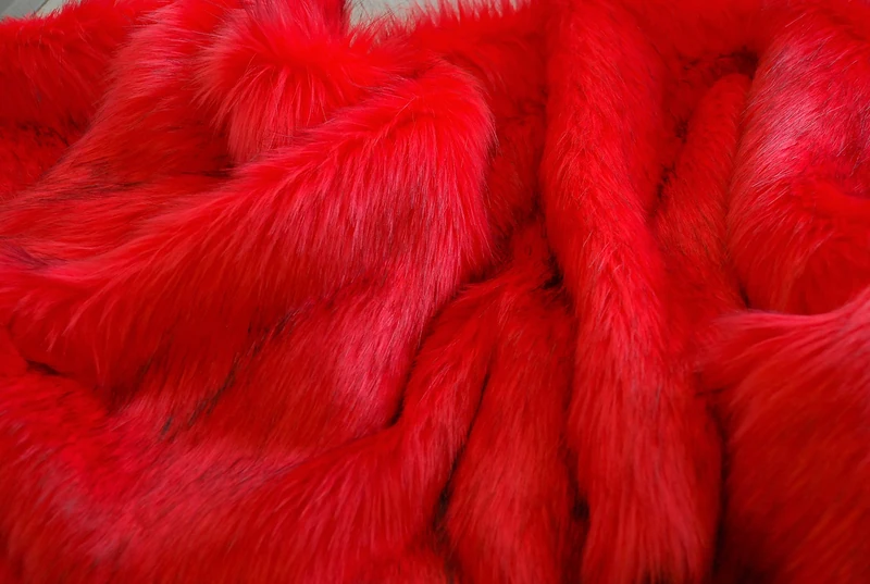Super Luxury Faux Fur Fabric Material - Superior Long Pile Cerise