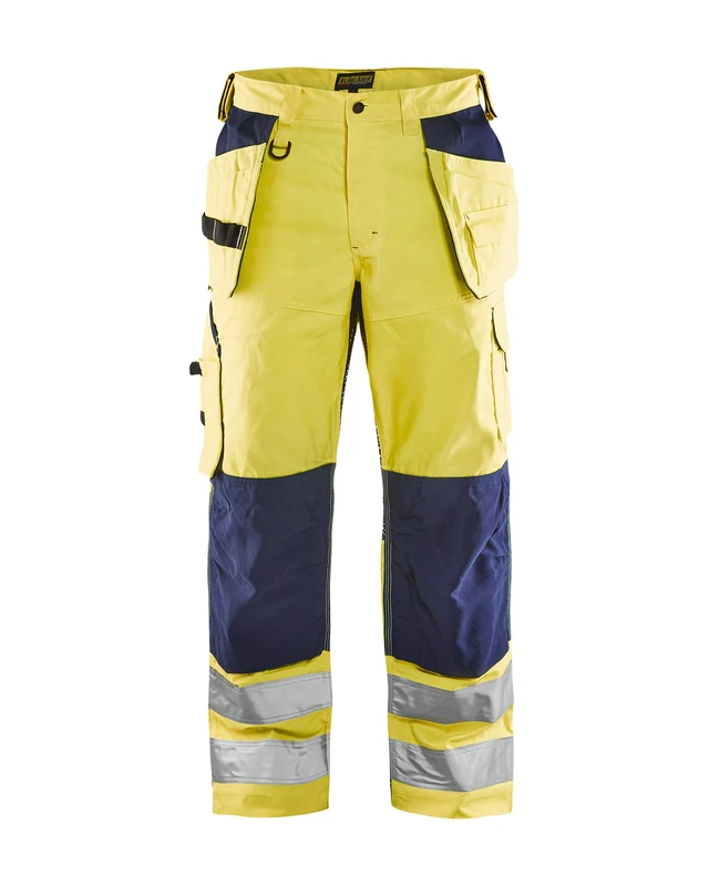 Blakläder 156518113389C62 Size C62 Ventilated High Visibility Craftsman Trousers - Yellow/Navy Blue