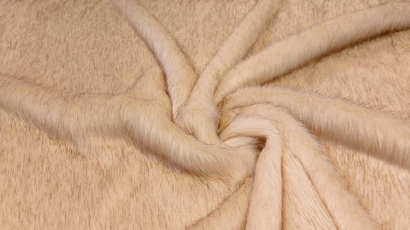 Super Luxury Faux Fur Fabric Material - Long Pile Cream Brown, 1Mtr-150cmx100cm