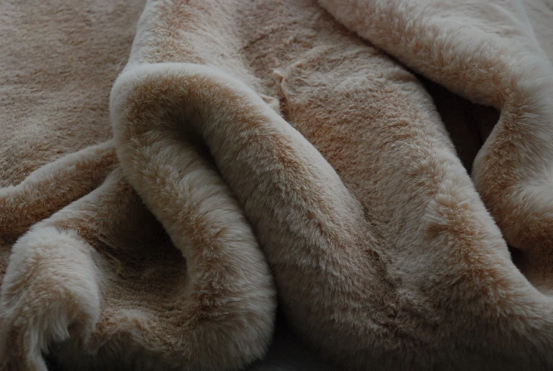 Super Luxury Faux Fur Fabric Material - Superior Super Soft Beige, 1Mtr - 150cm x 100cm