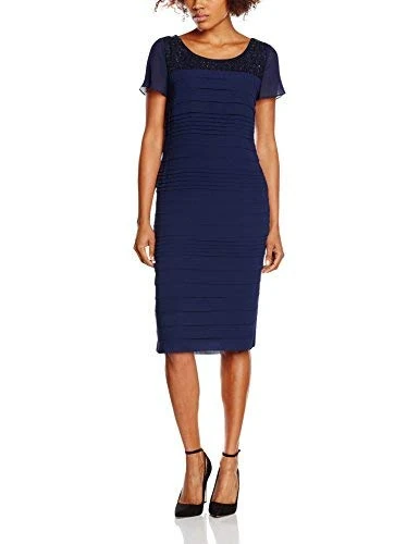Jacques Vert Women's Sequin Pencil|#253 Plain Short Sleeve Women's, Blue (Navy), 12 - Image 1