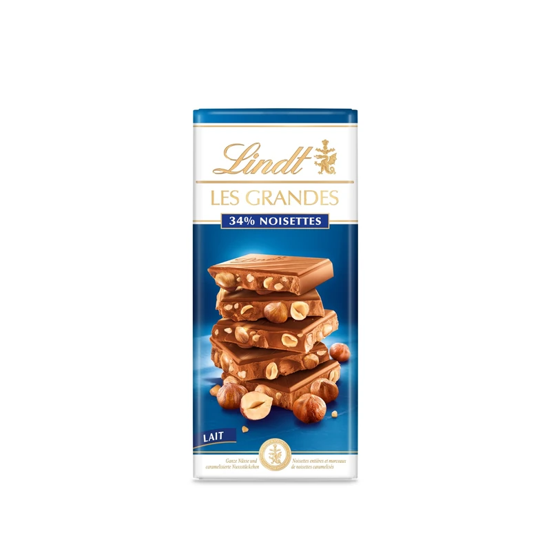 Lindt Les Grandes Milk Chocolate Hazelnut Bar, 150g (Pack of 13)