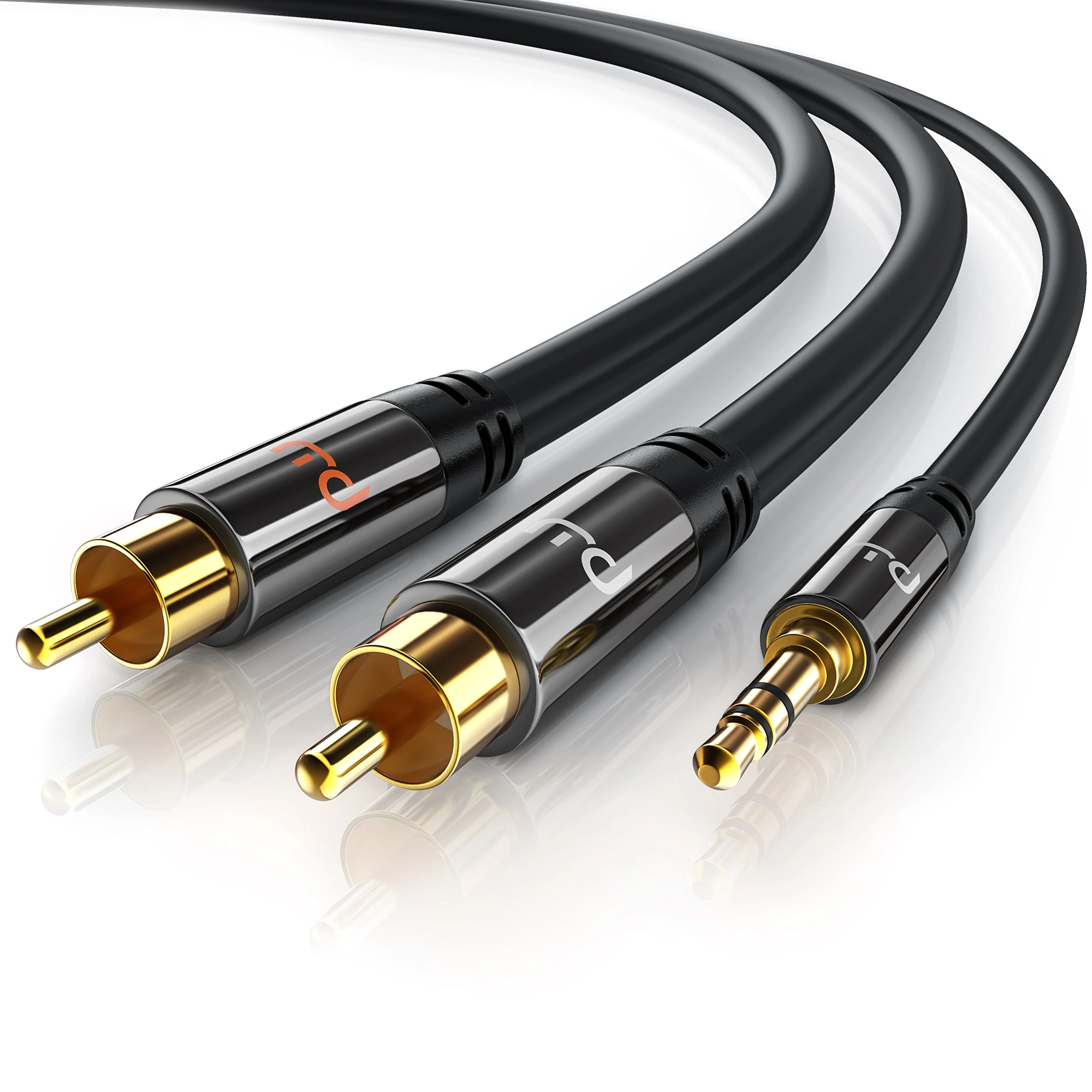 Primewire 5m HQ 3.5mm Stereo Jack to 2 RCA Phono Y Audio Cable - Metal Shell Casing for Surround Sound Dolby Digital DTS