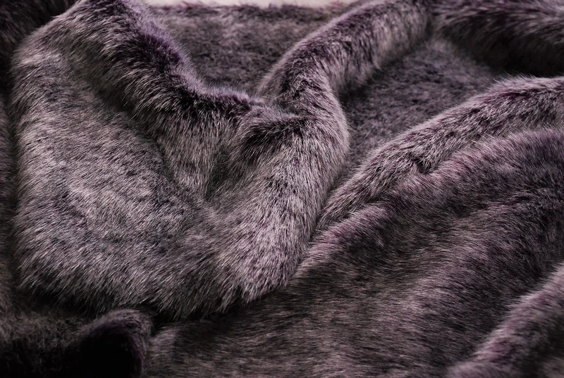 Super Luxury Faux Fur Fabric Material - Swiss Purple Silver, 1Mtr - 150cmx100cm - 60"x39" in
