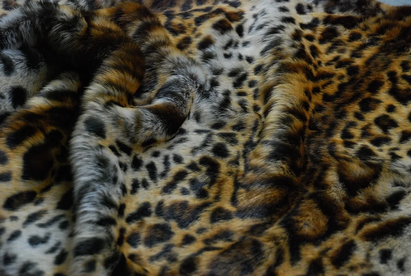 CRS Fur Fabrics Super Luxury Faux Fur Fabric Material - GOLD JAGUAR