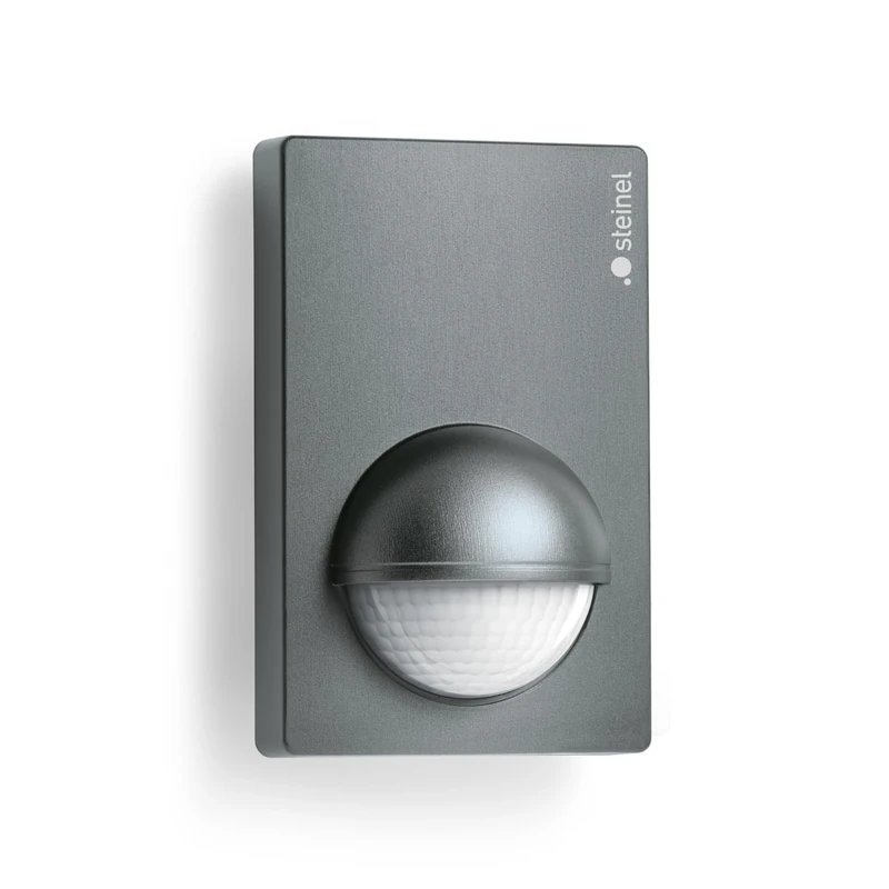 Steinel Motion Sensor IS 180-2 Anthracite, PIR Motion Detector, 12 m Reach, max. 1000 W for 6 LED Lights, Twilight Switch, Grey, 5.6 x 7.6 x 12 cm