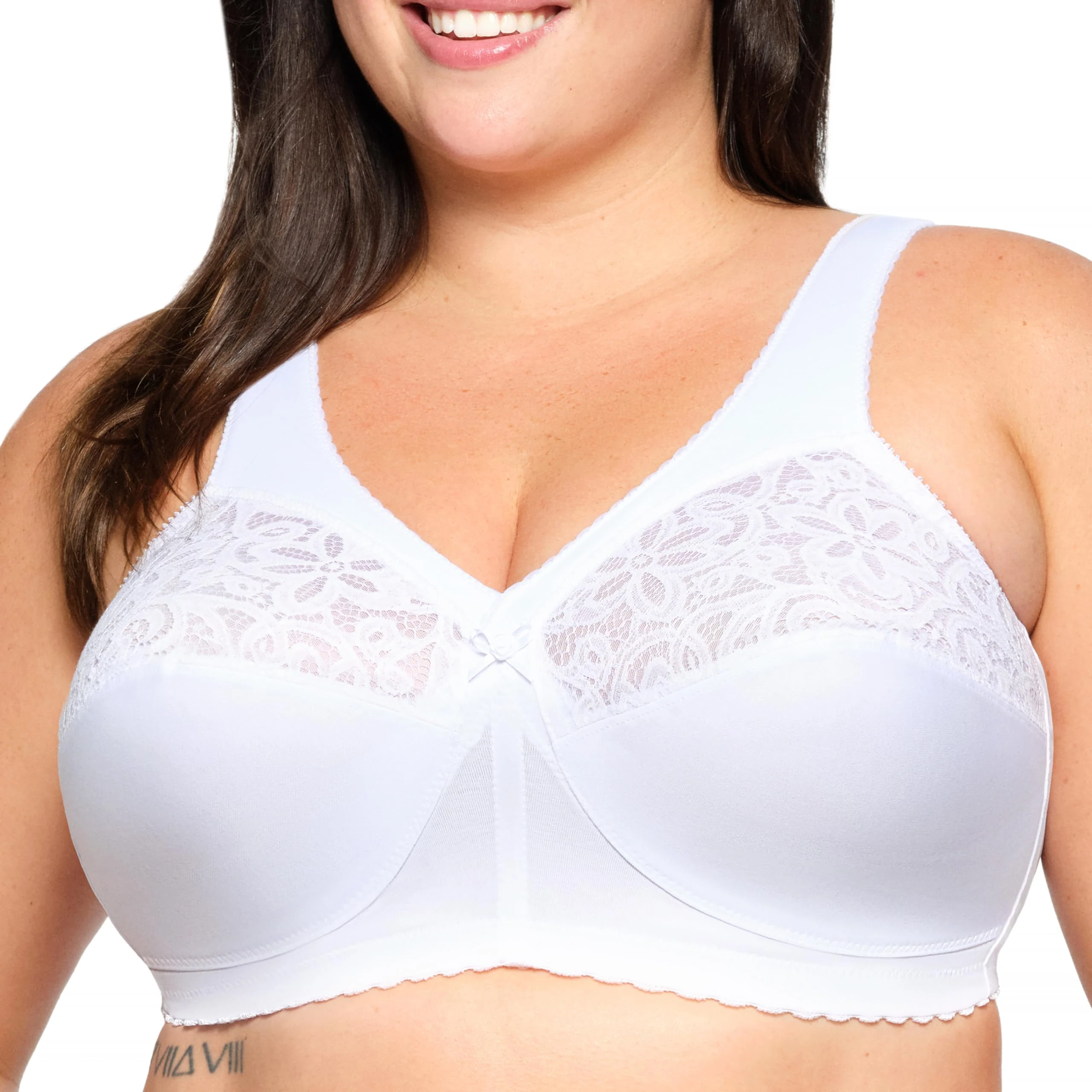 Glamorise MagicLift Cotton Support Wirefree Bra 1001 (Women's & Women's Plus) White