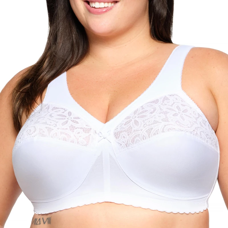 Glamorise MagicLift Cotton Support Wirefree Bra 1001 (Women's & Women's Plus) White - Image 1
