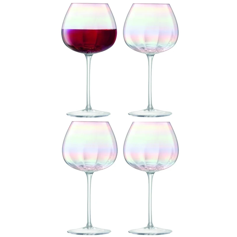 LSA International Pearl Red Wine Glass 460ml Mother of Pearl | Set of 4 | Mouthblown & Handmade Glass | Hand Painted | PE03