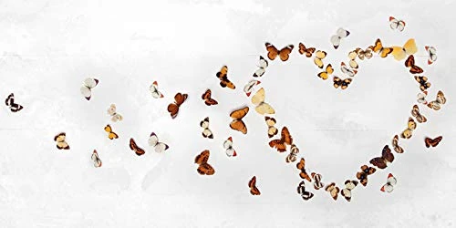 The Art Group Ian Winstanley (Butterfly Heart) -Canvas Print 50 X 100cm, Wood, Multi-Colour, 50 x 100 x 1.3 cm