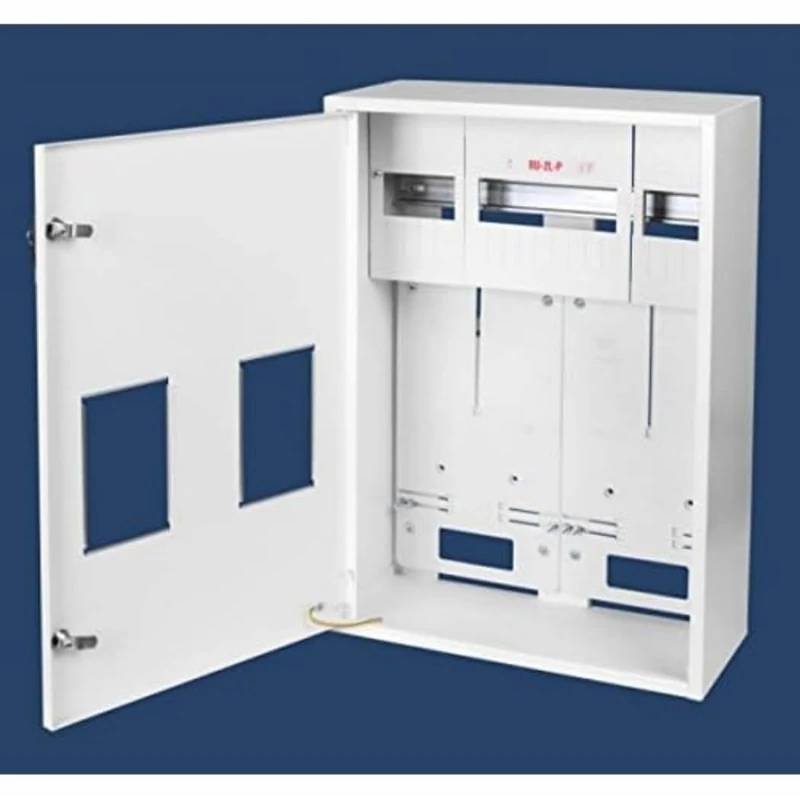 Meter Cabinet 2 x 3 Phase Counter and 18 Fuses Small Distributor Fuse Box Galvanised Steel Surface-Mounted Surface-Mounted Distributor Power Distributor