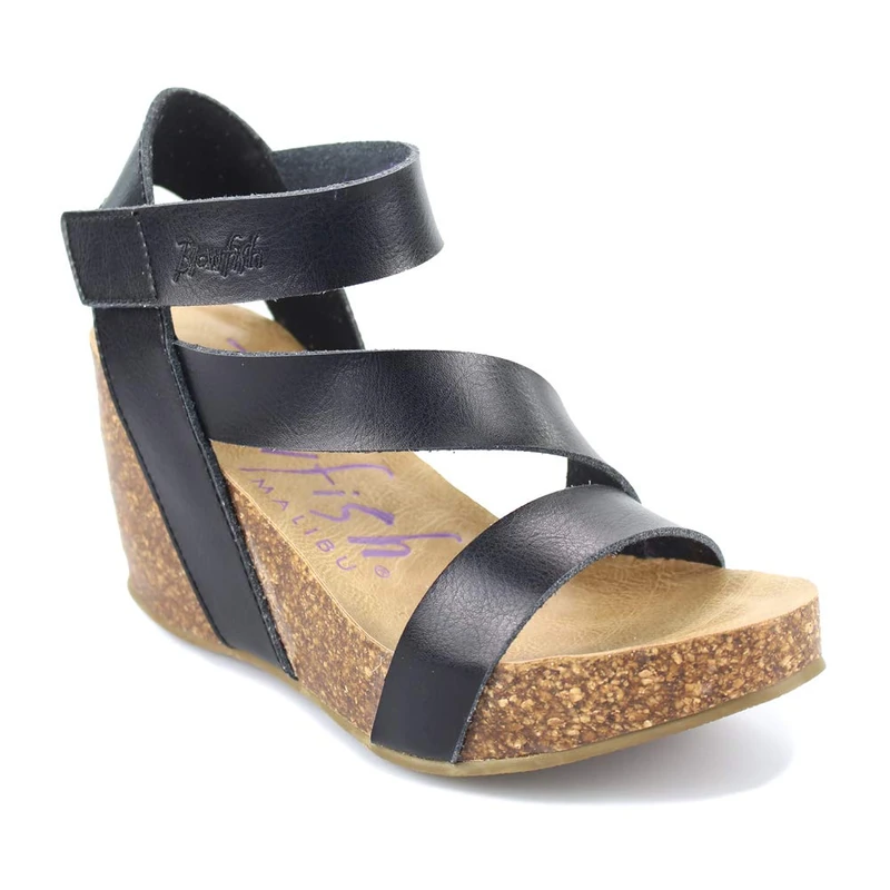 Blowfish Malibu Women's Hapuku Wedge Sandal, Black Dyecut, 6.5 UK