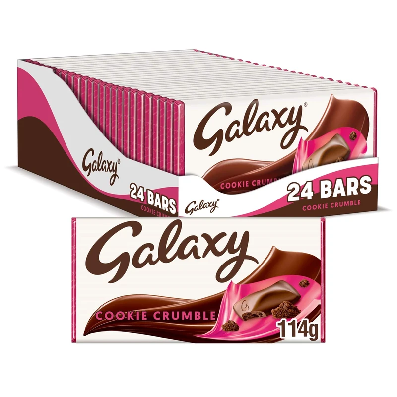 Galaxy Cookie Crumble Chocolate Bar Bulk Box, Chocolate Gift, Milk Chocolate, Bulk Chocolate, 24 x 114g