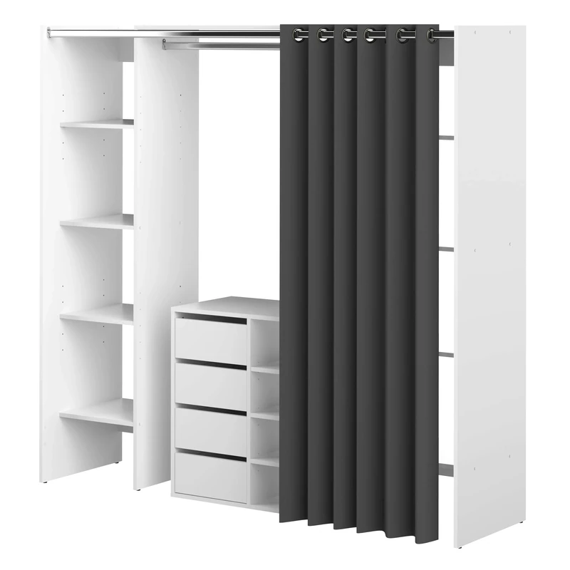 Symbiosis Storage Cabinet, Wood, Blanc/Blanc/Gris, 185.3 x 182 x 50 cm