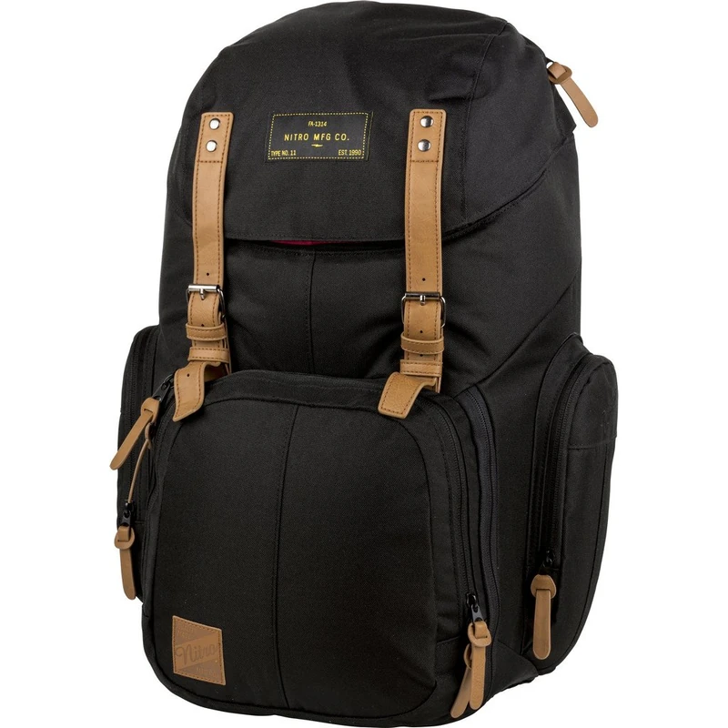Weekender Alltagsrucksack mit gepolstertem Laptopfach, Schulrucksack, Wanderrucksack inkl. Nassfach, 42 L, True Black