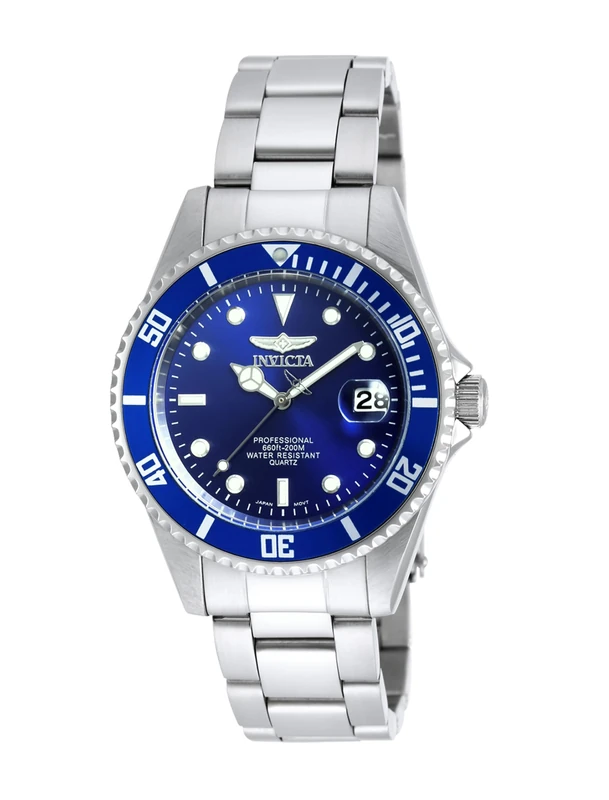 Invicta Pro Diver 9204OB Watch - Waterproof - Analogue - Quartz Movement - stainless steel with blue dial - 37mm