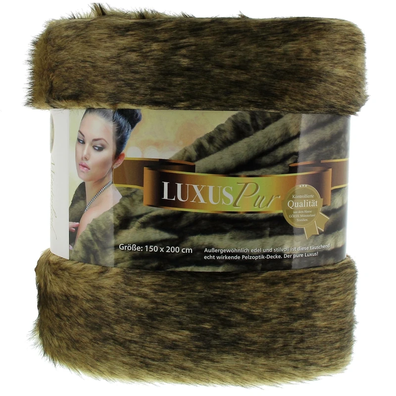 Gözze - Throw/Blanket, Smart Fur Look, Sable Design, 150 x 200 cm - Brown