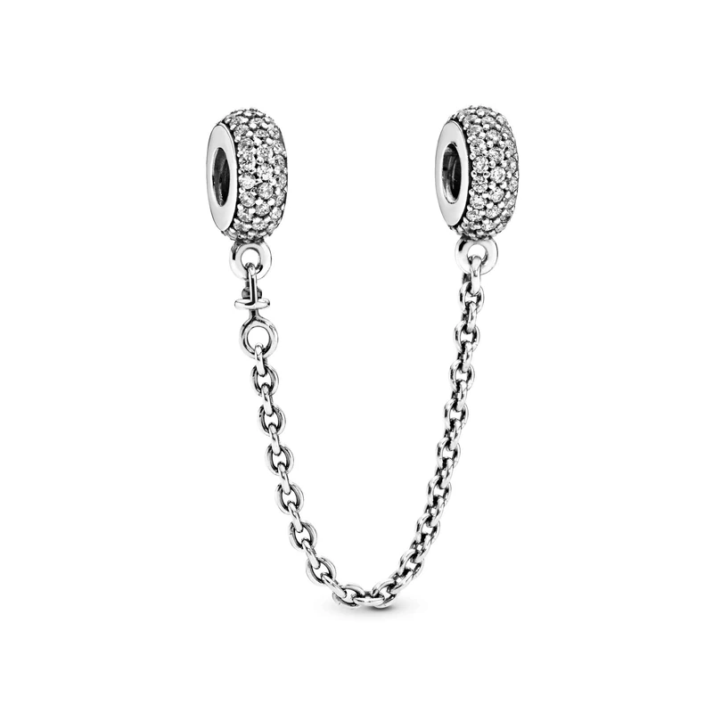 Pandora Timelss Pavé Silver safety chain with clear cubic zirconia
