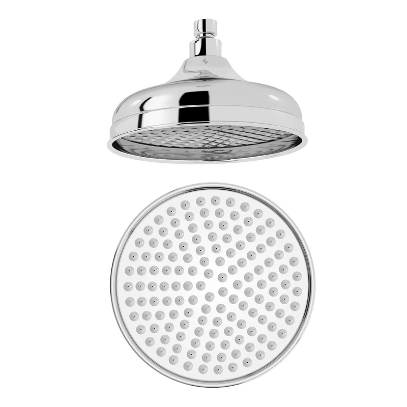 8 Inch Traditional Fixed Rainfall Shower Head Round Stainless Steel Swivel Joint SH224