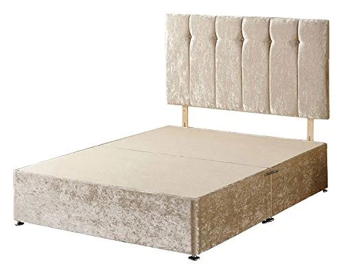 Somnior Beds Velvet Windsor Divan Base with Headboard, Fabric, Cream, Double