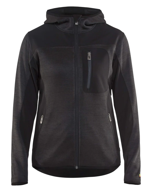 Blakläder 493121179799XS Size X-Small Women Knitted Hoodie with Full Zip - Dark Green/Black