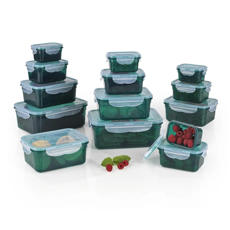 GOURMETmaxx Set of 14 Food containers BPA incl. lid | 4-fold Click Closure and Silicone Seal | Perfect Aroma Preservation of Food