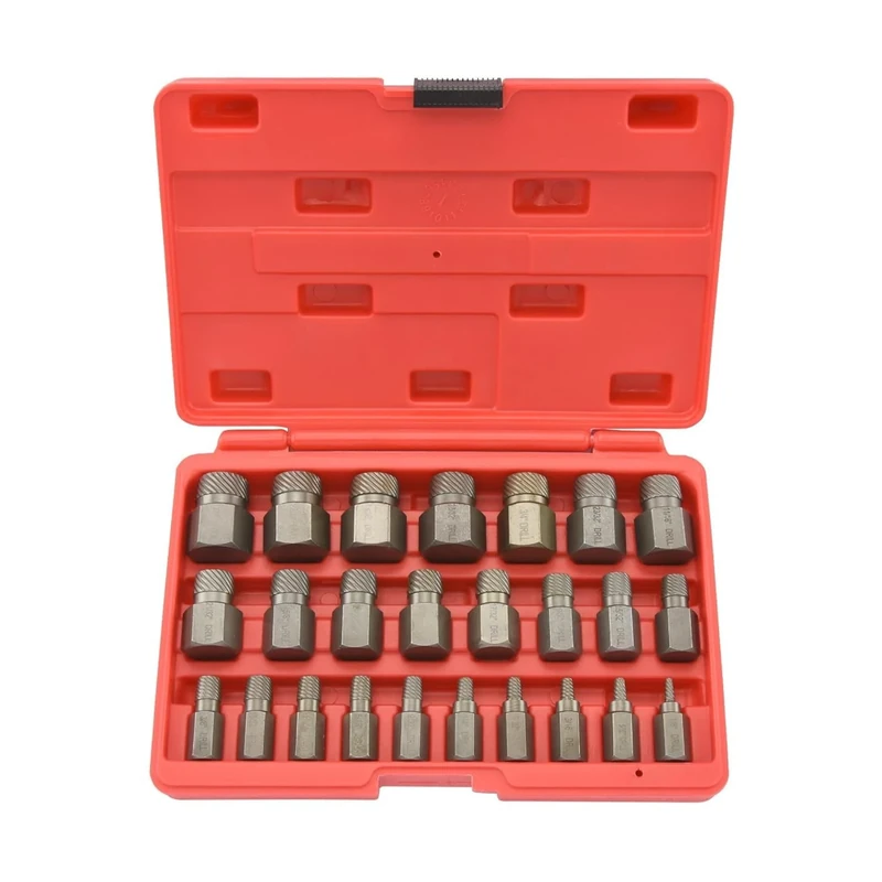 NEIKO 04204A Hex-Head Multispline Screw and Bolt Extractor Set, Easy-Out Screw Extraction, Broken Bolt Remover, Stripped Fastener Tool, 1/8 Inch to 7/8 Inch in 1/32-Inch Increments, CrMo, 25 Pieces