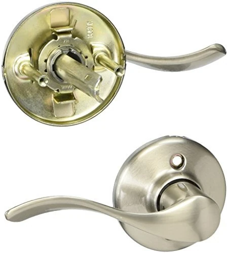 Kwikset Balboa Interior Passage Door Handle, Lever for Closet and Hallway Doors, Reversible Non-Locking Handle Lever, Satin Nickel, with Microban Protection