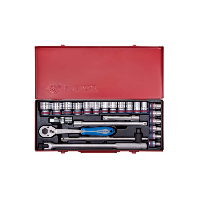 KING TONY 4026SR03 1/2" Drive 12 Point Socket Wrench Set, 24 Pieces