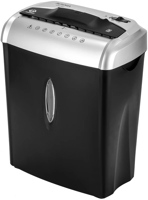 Aurora AS830C - 8 Sheet Cross-Cut Shredder with ShredSafe Feature, Black/Silver, Large