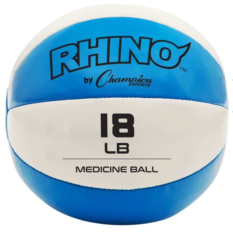 Champion Sports Leather Medicine Ball (Teal/White, 17-18 lbs)