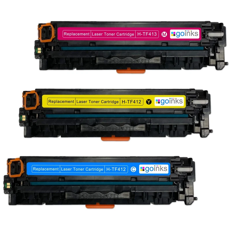 Go Inks 1 C/M/Y Set of 3 Laser Toner Cartridges to replace HP CF411A/CF412A/CF413A Compatible/non-OEM for HP Colour Laserjet Pro Printers (3 Toners)