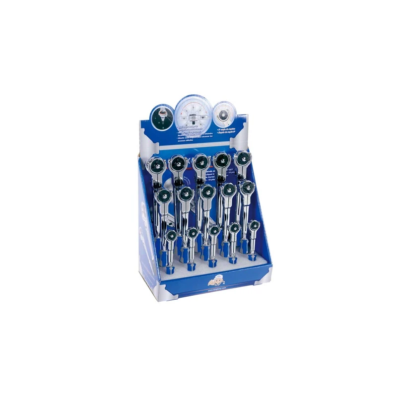 King Tony 9415GR Set Ratchets Con Cabeza Giratoria 260O Con Expositor for DIYers & Professionals, Built for Repair and Installation tasks, 15 Pieces
