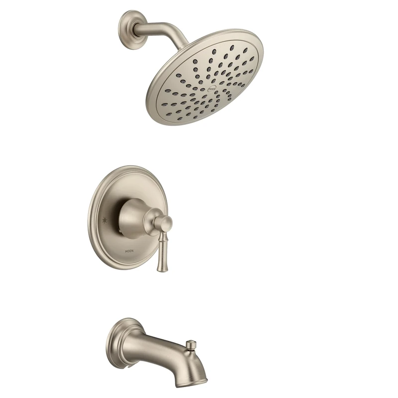 Moen T2283EPBN Dartmoor Tub Shower Faucet System with Rainshower Showerhead Without Valve, Brushed Nickel