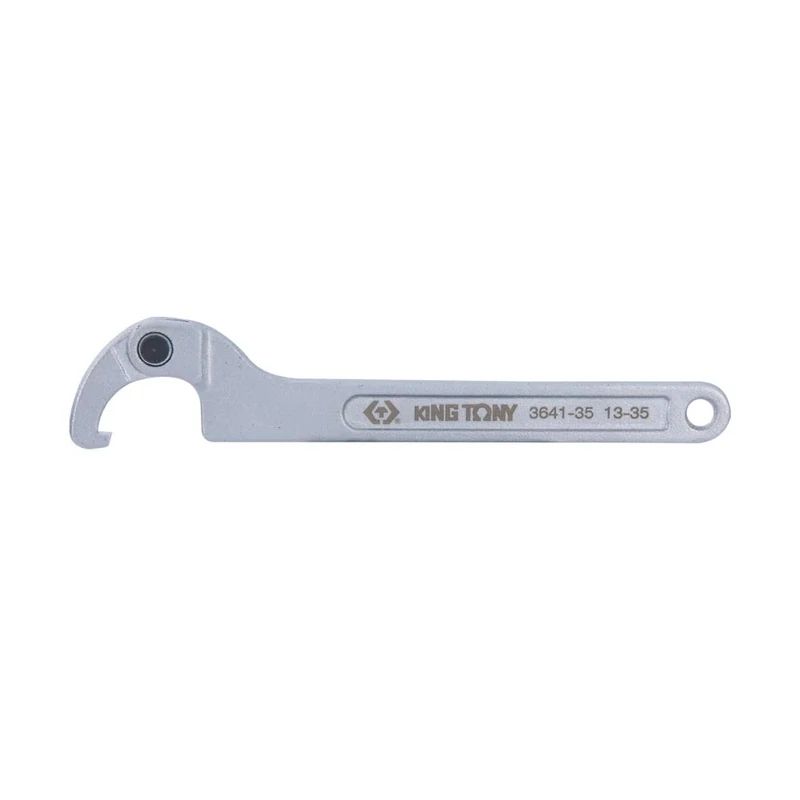 KING TONY 3641-I0 Chrome Vanadium Alloy Steel Adjustable Hook Spanner Wrench, 120-180 mm Capacity, 480 mm Length, Pack of 4