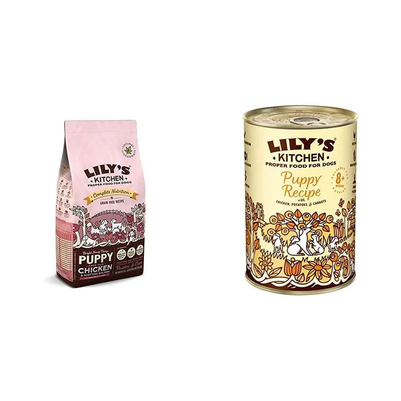 Lily's Kitchen Puppy Chicken and Salmon Complete Dry Dog Food (7 kg) with Puppy Chicken Complete Wet Dog Food (6 x 400g)