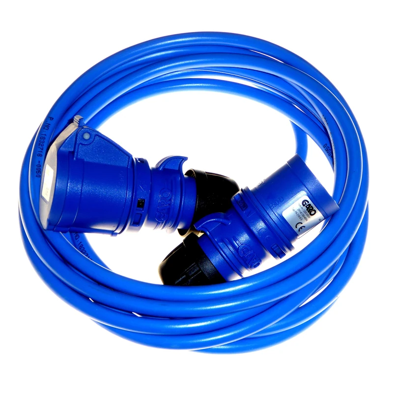 16A mains extension hook up lead 2.5mm flex for caravans, motor homes, camping sites etc - choice of length (15 meter)