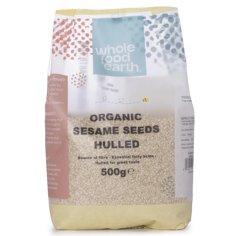 Wholefood Earth Organic Sesame Seeds Hulled 500g Raw | GMO Free | Vegan | Certified Organic