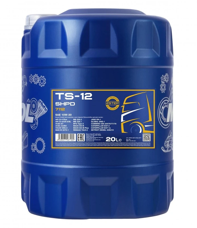 Mannol 20 Litres TS-12 SHPD 10W-30 Engine Oil 7112 API CI-4 Plus All Weather Semi-Synthetic