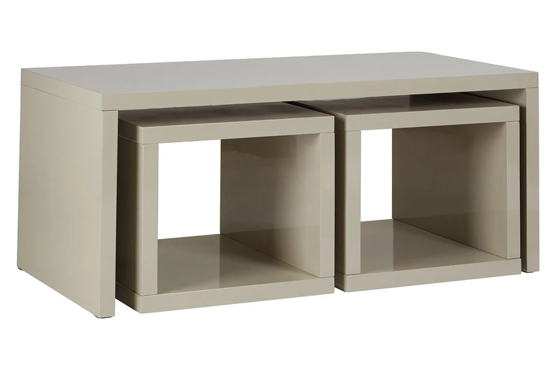 Premier Housewares Madrid Coffee Table with 2 Under Tables, Wood, Light Grey, Set of 3