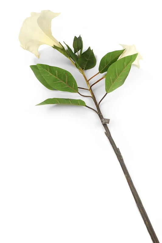 Floral Elegance Artificial 108cm Single Stem Cream Angel's Trumpet Flowers x 6