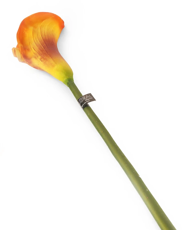 Floral Elegance Artificial 94cm Single Stem Orange Calla Lily Flowers x 6 - Image 1