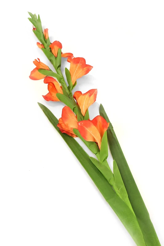 Floral Elegance Artificial 118cm Single Stem Orange Gladioli Flowers x 12