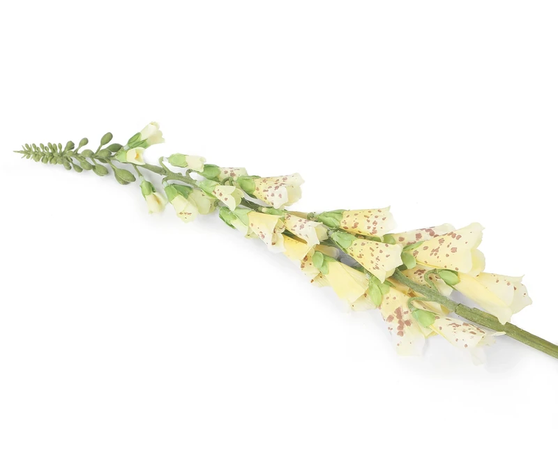 Floral Elegance Artificial 84cm Single Stem Yellow Foxglove Flowers x 12