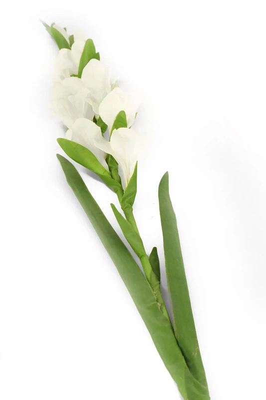 Floral Elegance Artificial 118cm Single Stem White Gladioli Flowers x 12
