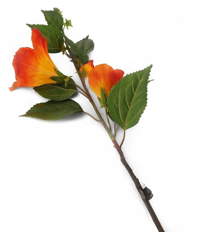 Floral Elegance Artificial 92cm Single Stem Orange Hibiscus Flowers x 12