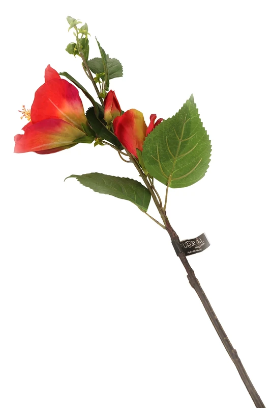 Floral Elegance Artificial 92cm Single Stem Red Hibiscus Flowers x 12