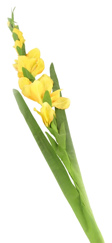 Floral Elegance Artificial 118cm Single Stem Yellow Gladioli Flowers x 12