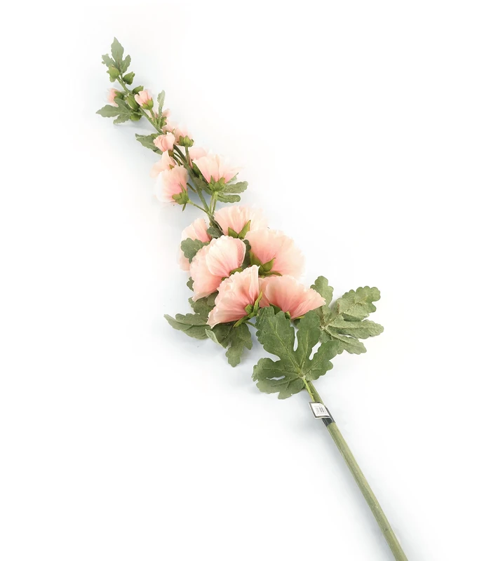 Floral Elegance Artificial 118cm Single Stem Peach Hollyhock Flowers x 12
