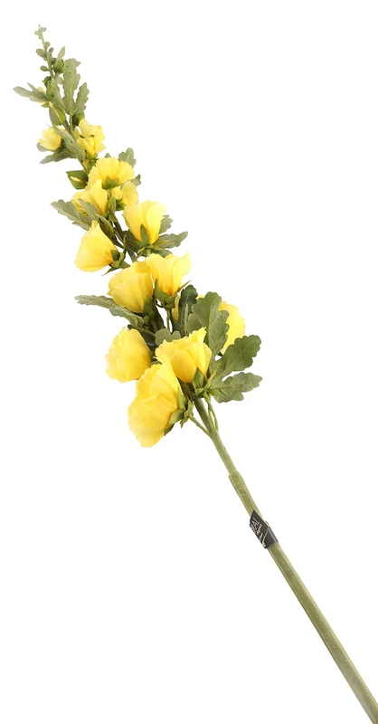 Floral Elegance Artificial 118cm Single Stem Yellow Hollyhock Flowers x 6 - Image 1